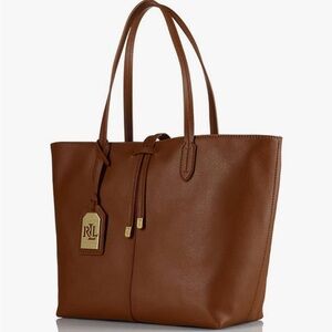 Lauren Ralph Lauren Tan Tote with Gold Accents